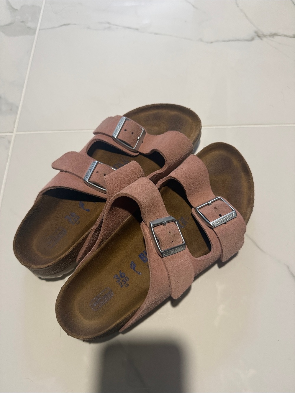 Birkenstock Dusty Pink Suede Arizona Double Strap Sandals